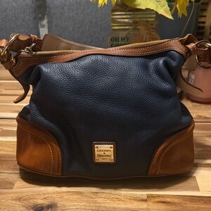 Dooney & Bourke Dark Blue and Tan Shoulder Bag